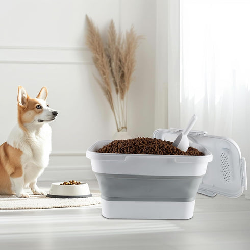 Geyecete Large dog food storage container dog food storage with Lids Handle Scoop Foldable cat food container pet food