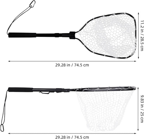 Foldable Fishing Net for Trout and Shrimp, Portable Silicone Mesh Landing Net with Aluminum Frame, Compact Lightweight