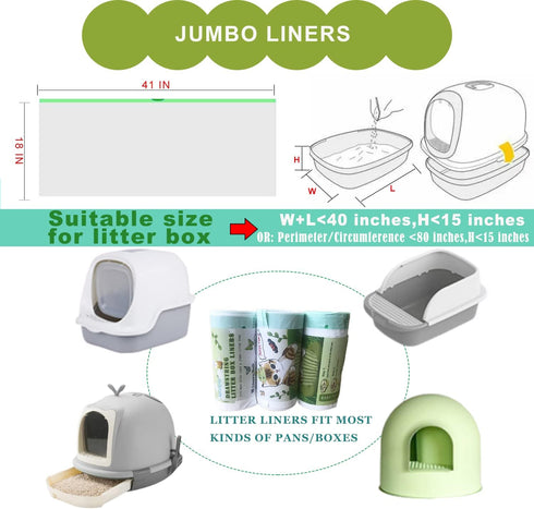 mavere 30 Count 4 41" 18" Jumbo Cat Litter Box Liners - Extra Large Drawstring Bags, Mils Thickness Pan Liner for Pet