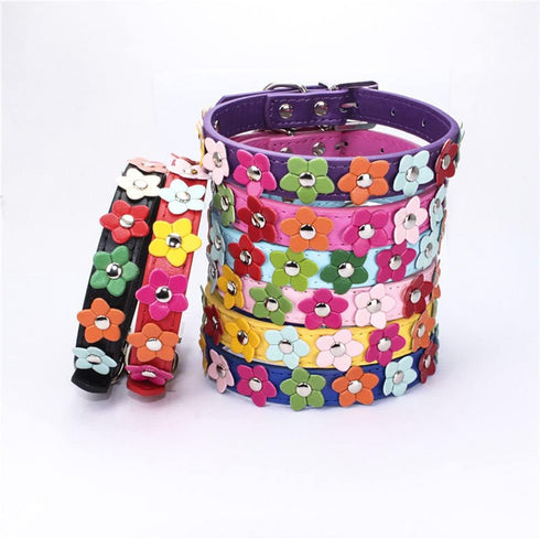 Flower Dog Collars for Small Dogs - Fancy Colorful Floral Cute Girl Puppy Collar for Tiny Cats, Hot Pink Xsmall