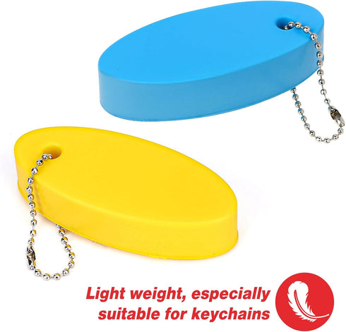 Floating Keychain for Boat Keys - 4 Pack Waterproof Vinyl Foam Bright Color Oval Float Key Rings