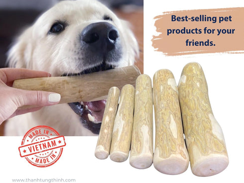 Coffee Wood Dog Chew Stick - Non-Toxic Puppy Chew Toy for Teething, Safe, Made in Vietnam - 1 Pack/2 Pieces (Medium)