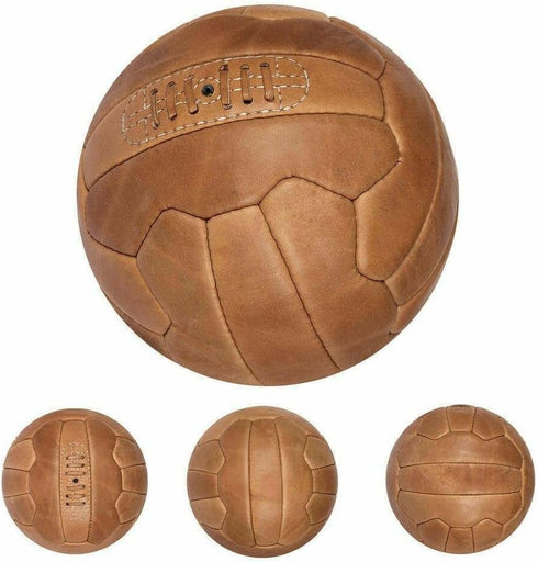 PGS Vintage Soccer Ball Size 5, Antique Leather Football in Light Brown