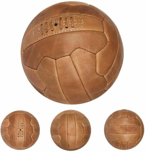 PGS Vintage Soccer Ball Size 5, Antique Leather Football in Light Brown