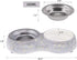 SAVORI Small Dog Bowls - Handmade Bling Rhinestones Stainless Steel Double Food Water Feeder for Cats and Dogs (Silver,