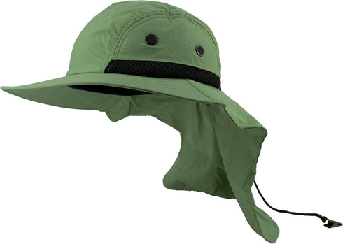 Wide Brim Sun Hat for Men Women, Neck Flap Waterproof UPF50 Protection, Fishing Hiking Safari Hat