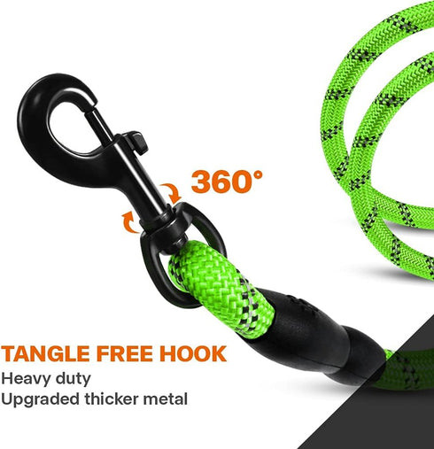 Taglory Rope Dog Leash 6 FT with Padded Handle, Highly Reflective Threads for Medium Large Dogs, 1/2 inch, Green
