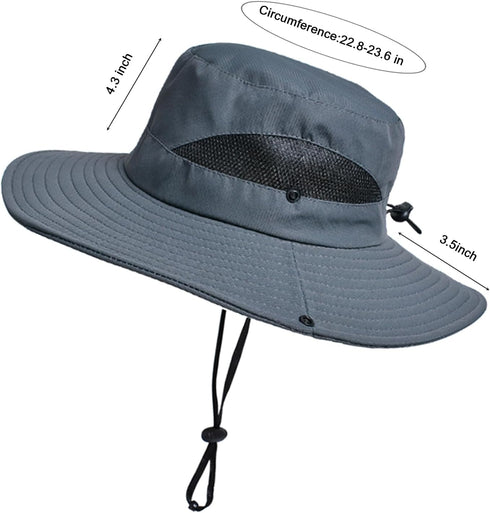 PFFY Sun Bucket Hat for Men Women, 3” Wide Brim, UPF 50+, Fishing & Beach Hats