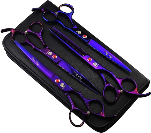 Purple Dragon Professional 7.0 inch 4PCS Pet Grooming Scissors Kit Japan Premium