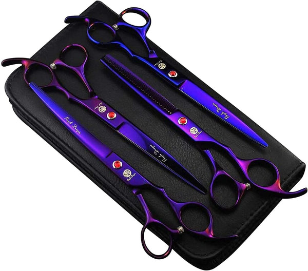 Purple Dragon Professional 7.0 inch 4PCS Pet Grooming Scissors Kit Japan Premium