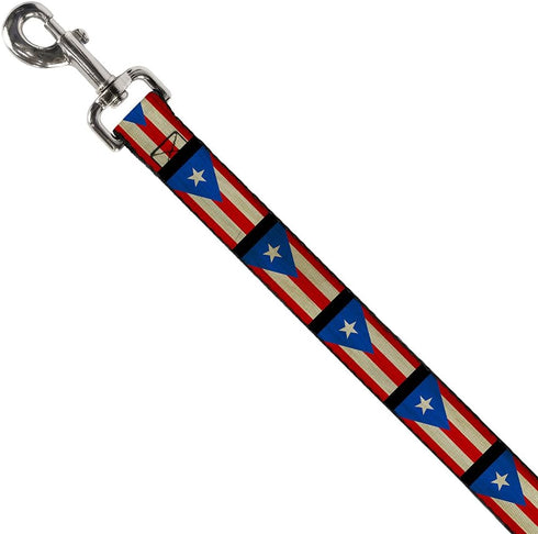 Dog Leash Puerto Rico Flag Weathered 4 Feet Long 1.0 Inch Wide