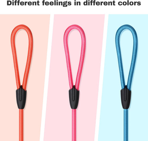 Slip Lead Dog Leash, 3pcs Strong Rope Leash for Training Large Medium Small Dogs (Pink, Orange, Blue)