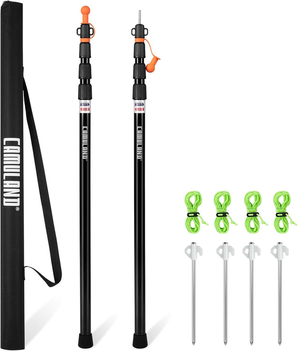 Tent Poles for Tarp, CAMULAND Telescoping Camping Gear Accessories, Adjustable Lightweight Aluminum Set with Carry Bag