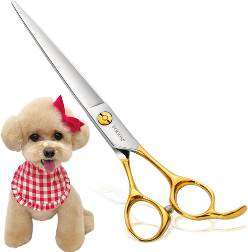Professional Dog Grooming Scissors, Straight 7.5" Pet Grooming Shears for Small Dogs, Japan 440C Stainless Steel