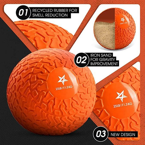 Yes4All Upgraded Fitness Slam Medicine Ball 25lbs for Exercise, Strength, Power Workout