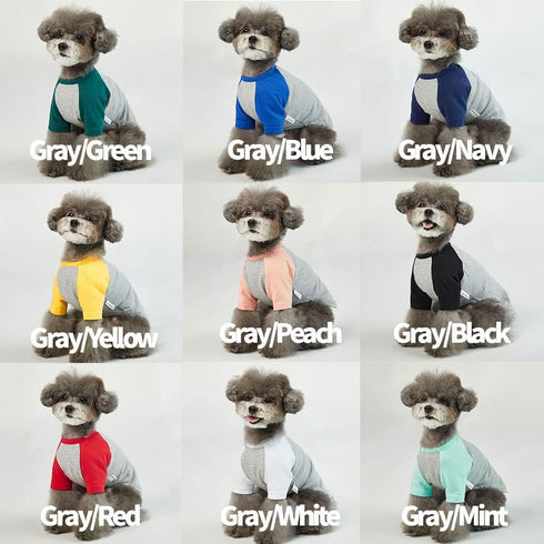 Dog Shirt for Small and Large Dogs - Raglan Cotton T-Shirts, Soft Breathable Pet Clothes (X-Large, Gray/Green)