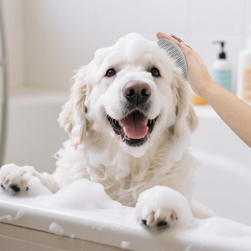 Generic 4Pcs Set 360 Dog Bath Brush Non-Slip Shampoo Brush Anti-Slip Adjustable Massage Scrubber Silicone Bristles