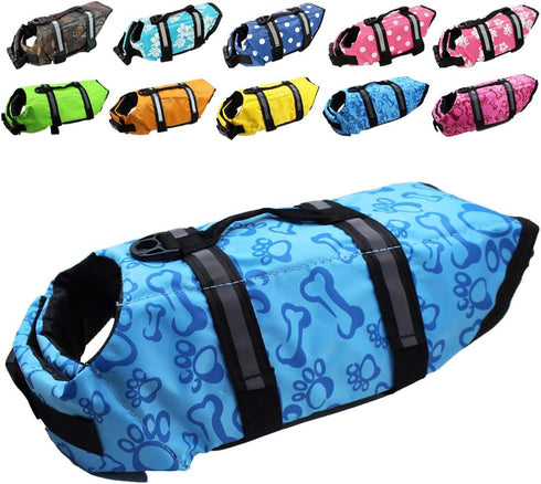 Dog Life Jacket – Easy-Fit Adjustable Belt Pet Saver Swimming Safety Swimsuit (M, Blue)