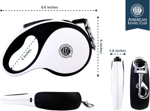 American Kennel Club 16.4ft Retractable Tangle-Free Dog Leash for Dogs up to 110 lbs, Ergonomic Grip