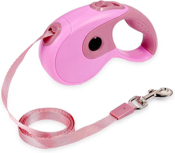 Retractable Dog Leash, 9.8FT for Small Medium Dog Up to 45lbs, One-Handed Brake, Pause, Lock, Anti-Slip Handle, Pink 3M