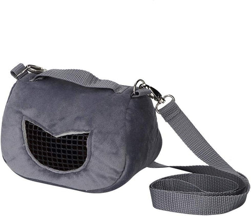 Small Pet Carrier Bag, Gray Flannelette Portable Breathable Carrier for Small Pets (M)