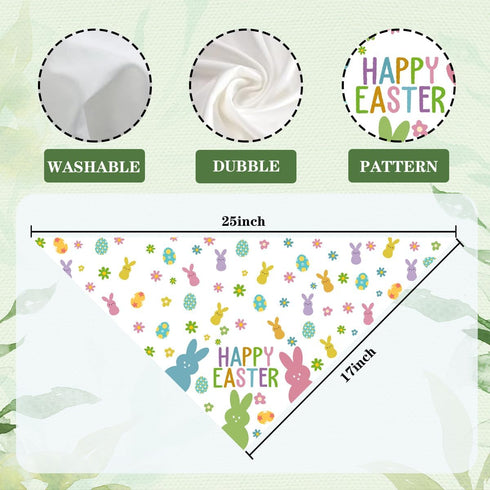 YJIKRTVT Easter Dog Bandanas, Happy Easter Bunny Pet Scarf, Adjustable Triangle Bib for Small Medium Dogs, Cute Easter