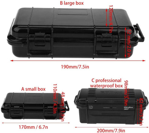 Tbest Eboxer Protective Waterproof Case, Outdoor Shockproof Airtight Survival Box for Fishing, Hiking, Black