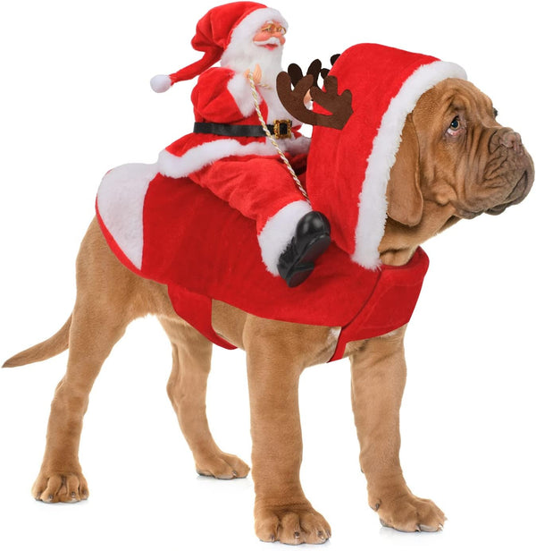BWOGUE Santa Dog Costume, Christmas Pet Clothes for Small Medium Large Dogs, Party Dressing Up Outfit