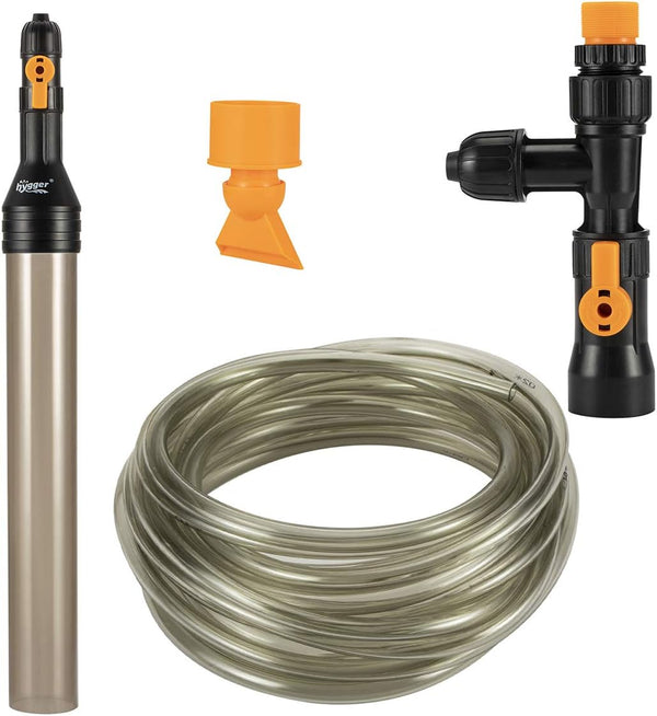 hygger Bucket-Free Aquarium Water Change Kit with Auto Siphon Pump, Gravel Cleaner, and 49-FEET Hose