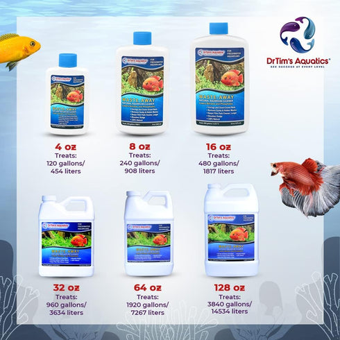 DrTim's Aquatics Freshwater Waste-Away, Natural Fish Tank & Aquarium Waste Management Solution, 4 oz. Treats 120 gal.