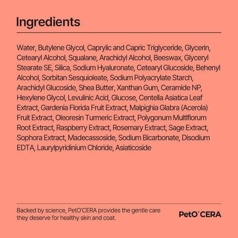 PetO'CERA Cat Cream - 1.35 oz/40ml, Hair Loss & Itch Relief for Hot Spots, Rashes, Allergies & Dry Skin