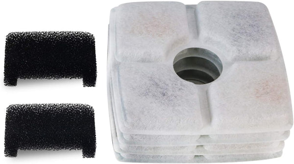 Elliptical Cat Water Fountain Filter, 6 Filters Pack for Stainless Steel Top Pet Fountain, 4 Carbon & 2 Sponge Filters