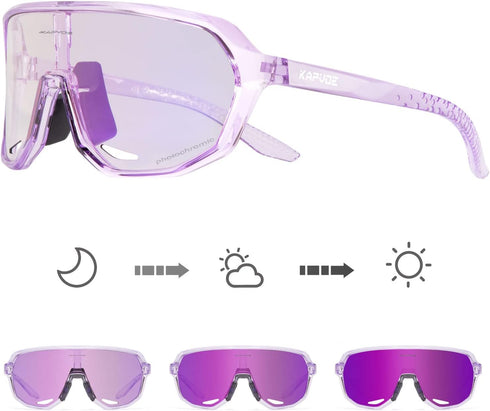 KAPVOE Photochromic Cycling Glasses for Men Women, Mountain Bike Sunglasses, Sports Goggles with UV Protection