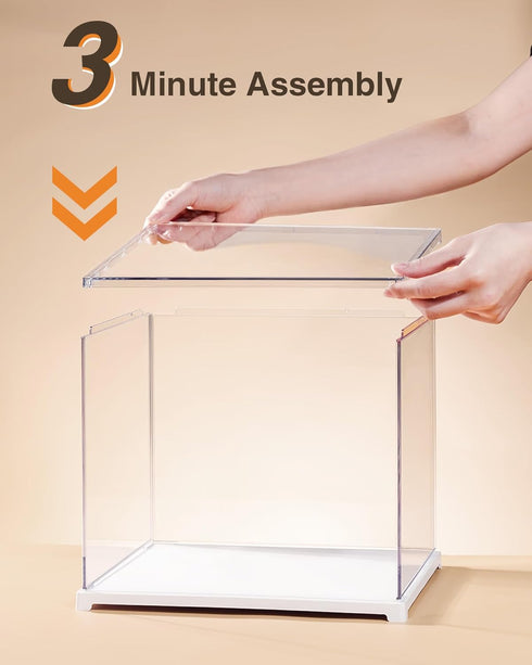 Figurines(11.3''x9.6''x9.3'') Rolife Acrylic Display Case Dust Cover for Collectibles, Stackable Showcase Dustproof