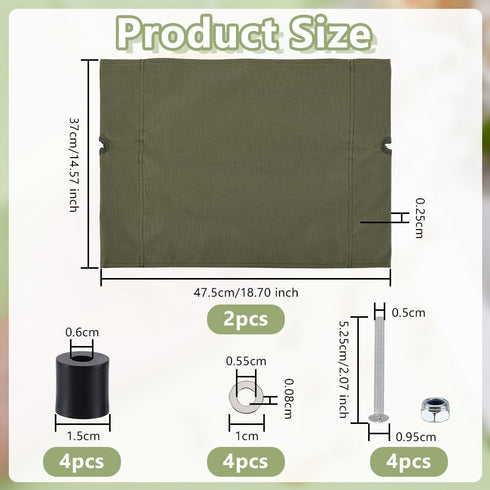 2Pcs 18.7x14.6 Inch OLYCRAFT Camp Chair Replacement Fabric Oxford Cloth Outdoor Folding Chair Seat Replacements Dark