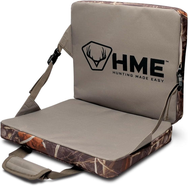 HME Portable Compact Hunting Folding Seat - Durable Weather-Resistant Foam Cushion with Storage Pocket