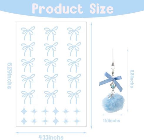 Ceoyiler Bows Stickers for Owala Accessories, Pink Bow and Star Design Waterproof Stickers, Suitable for Owala Water