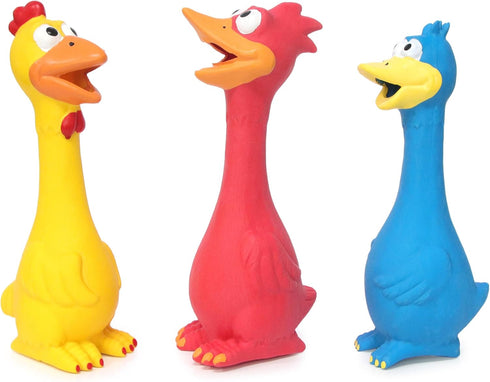 Dog Squeaky Toys 3 Pcs Rubber Chicken Dog Toy, Squeaking Fun Chew
