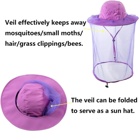 Mosquito Netting Bee Keeper Hat, Garden Bug Face Cover Head Net Veil for Fishing, Dog Grooming Cap