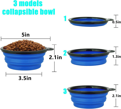 Collapsible Dog Bowl, 2 Pack Portable Pet Travel Bowls with Lids for Dogs, Cats, Small Animals, Blue+Red