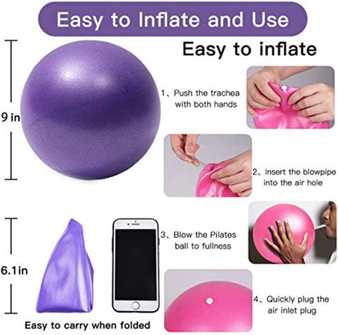 Pilates Balls 9 Inch - Small Exercise Ball for Physical Therapy, Between Knees for Rehab, Barre, Core, Stability & Yoga