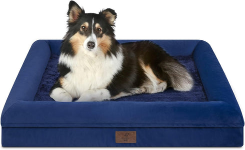 Large Orthopedic Dog Bed, Waterproof with Removable Cover, 4-Sides Bolster Soft Sofa Bed, Washable, Rich Blue