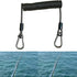 Retractable Fishing Tool Lanyard, Coiled Stainless Steel Heavy Duty Safety Rope Tether with Carabiner - 2 Pcs