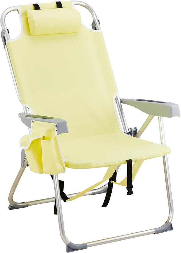 Low Back Aluminum Beach Chair, Backpack Beach Chair for Adults,Heavy Duty Folding