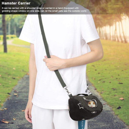 Blackish Green Flannelette Small Pet Carrier Bag, Portable Breathable Hamster Outgoing Bag (M)