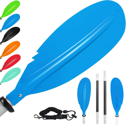 Kayak Paddles Adjustable 88in 4 Piece Oars for Adults with Paddle Leash, Canoe Water Sports