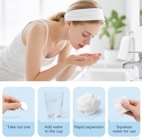 150 (8in8in) Compressed Cotton Coin Towels - PCS Disposable Face & Camping Towel Tablets for Outdoor Sports
