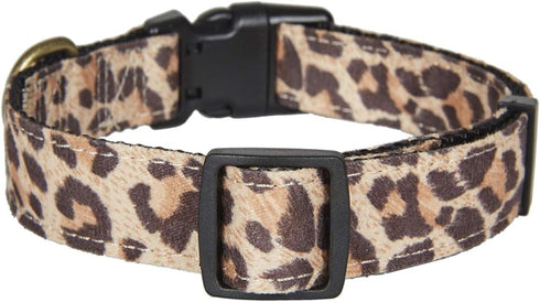 Dog Collar Cheetah Pattern, Wear Resistant Fabric, Comfortable and Durable for Medium Dogs (Neck: 12"-18")