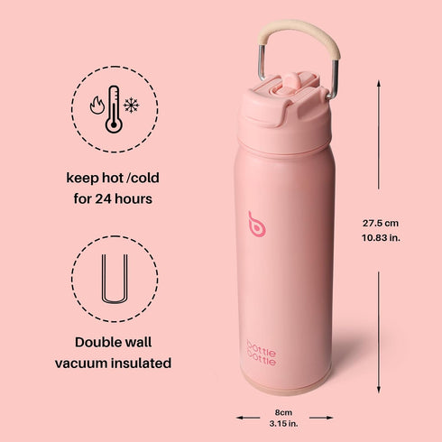 24oz BOTTLE BOTTLE Insulated Water Bottle Stainless Steel Sport Water Bottle with Straw and Adjustable Lid Daily Pill
