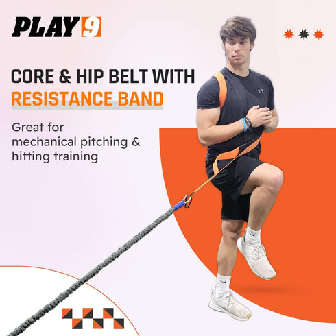 9 SHOP PLAY Core & Hip Belt Resistance Band for Baseball & Softball Belt for Strength and Resistance